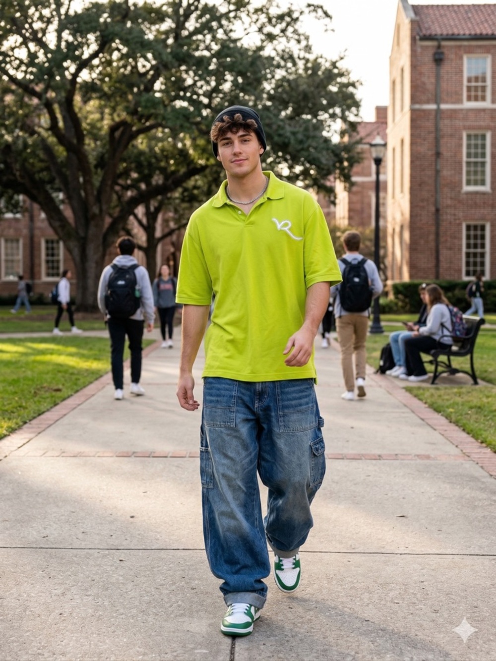 Rocawear Men's Lime Green Hip Hop Casual Preppy Classic Polo Shirt Size Medium